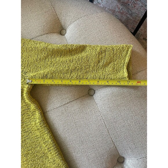 Medium J. Jill V-Neck 3/4 Sleeve Cotton Chartreuse Green Sweater Minimalist Cozy - Picture 8 of 8